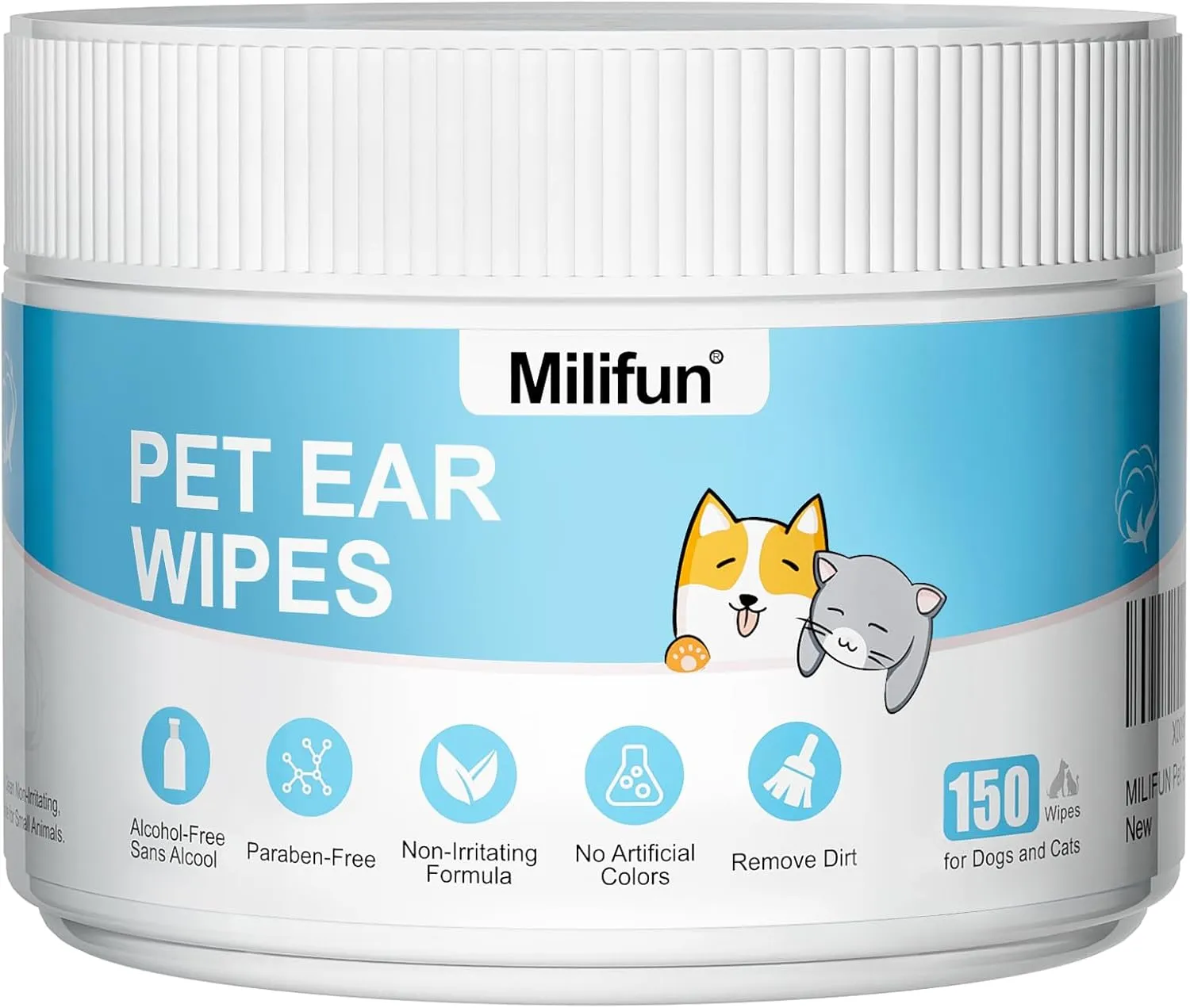 150 Count Dog Ear Cleaner Wipes, Dog Ear Wipes, Gently Remove Ear Wax, Debris - Soothes & Relieves Ear Itching, Natural Cleaning Puppy Ear Wipes, Otic Cleanser for Dogs and Cats.