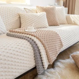 1pc Honeycomb Velvet Sofa Cover Luxe Petfriendly Furniture Protection