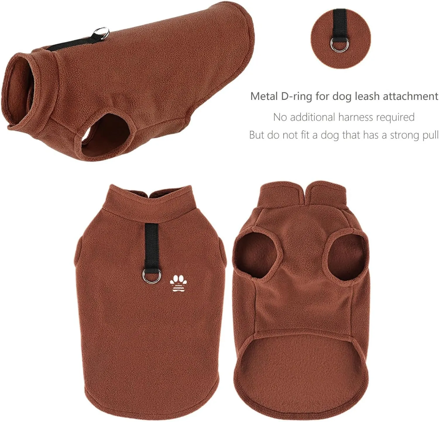 2 Pack Dog Sweater Fleece Vest Pet Warm Pullover Fleece Jacket with D-Ring, Fall Winter Dog Clothes Cold Weather Coat for Puppy and Small Dogs Unisex (Pink Brown, Medium)