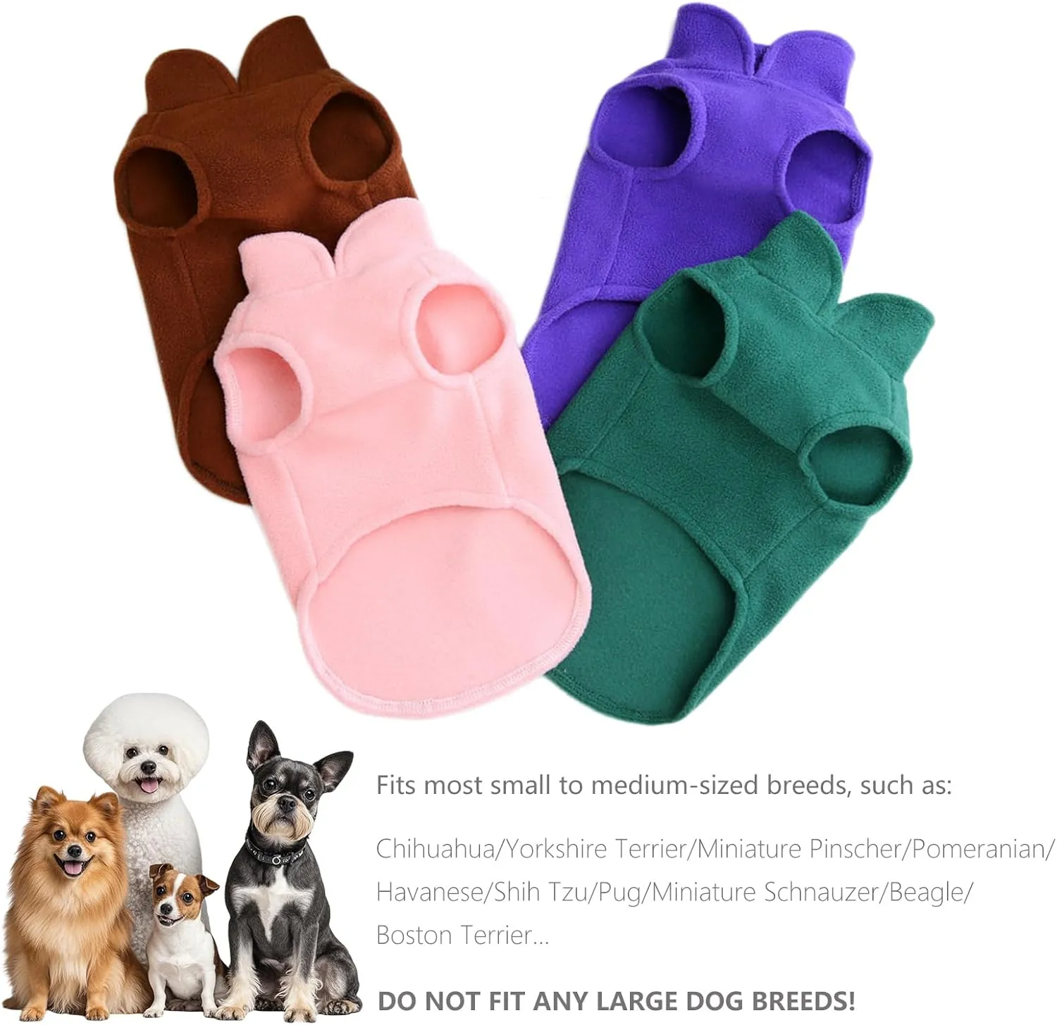 2 Pack Dog Sweater Fleece Vest Pet Warm Pullover Fleece Jacket with D-Ring, Fall Winter Dog Clothes Cold Weather Coat for Puppy and Small Dogs Unisex (Pink Brown, Medium)