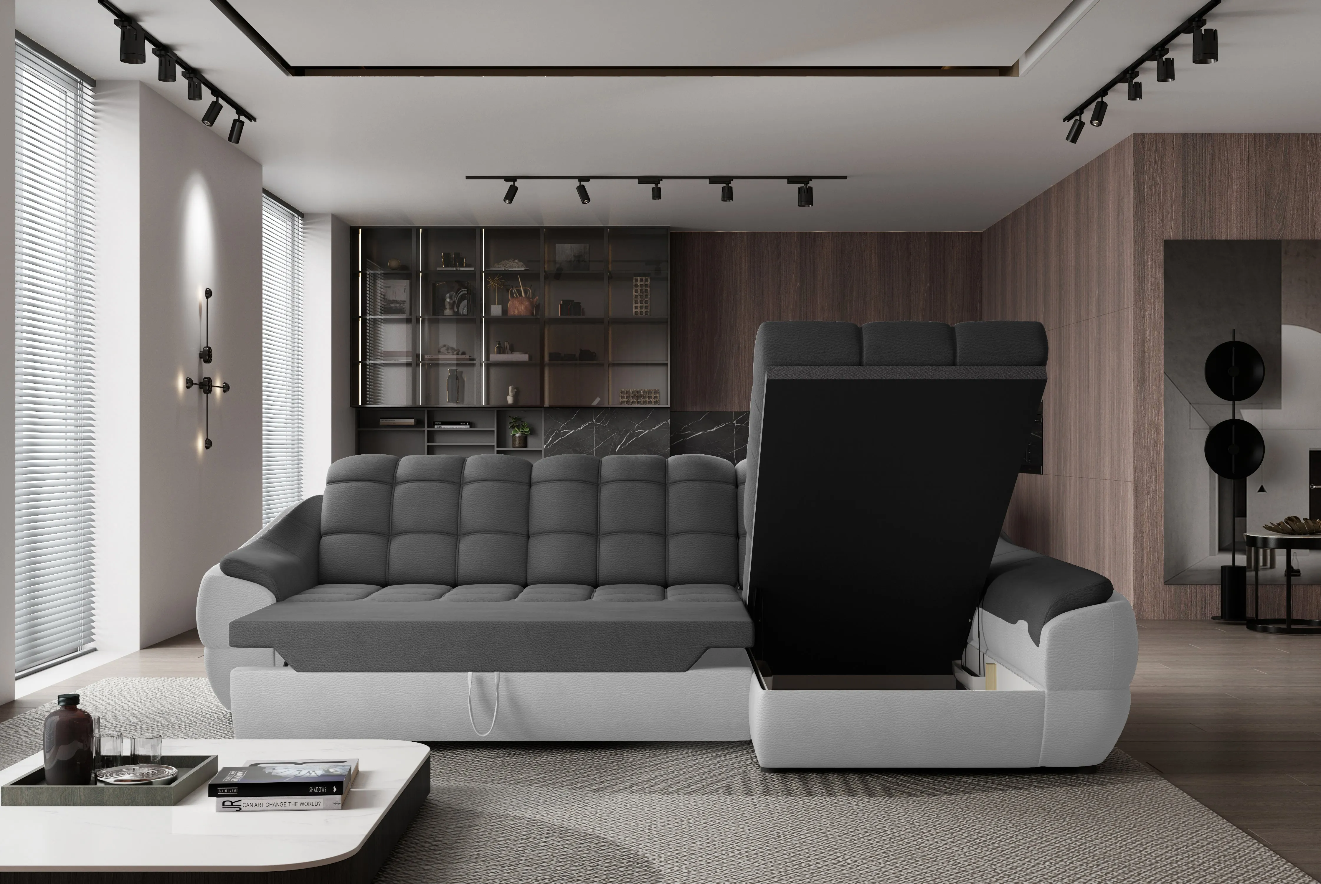 ALVARO MINI 114"x 74.5" Wide Sleeper Sectional with Storage