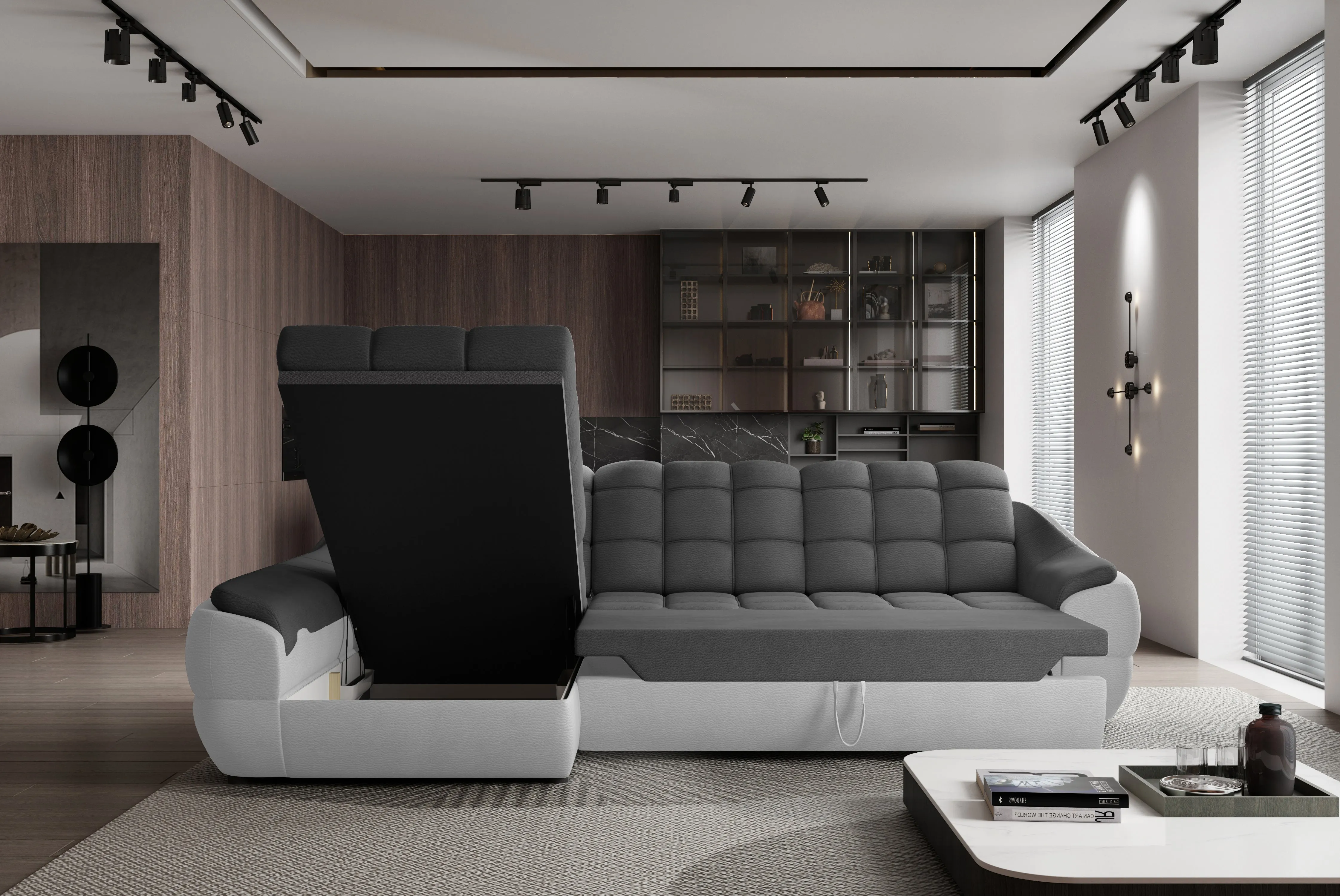ALVARO MINI 114"x 74.5" Wide Sleeper Sectional with Storage
