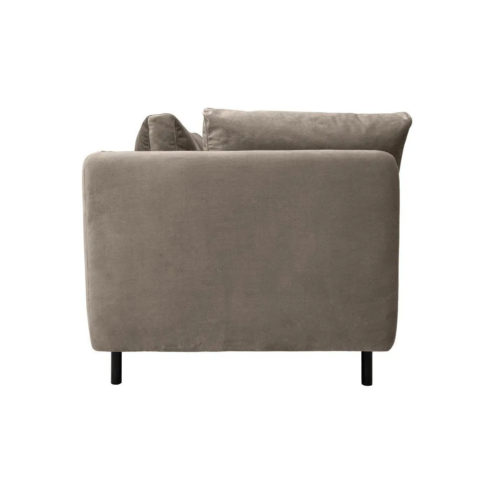 Ayi 79 Inch Sofa, 2 Throw Pillows, Cushioned, Fossil Gray Velvet Upholstery By Casagear Home