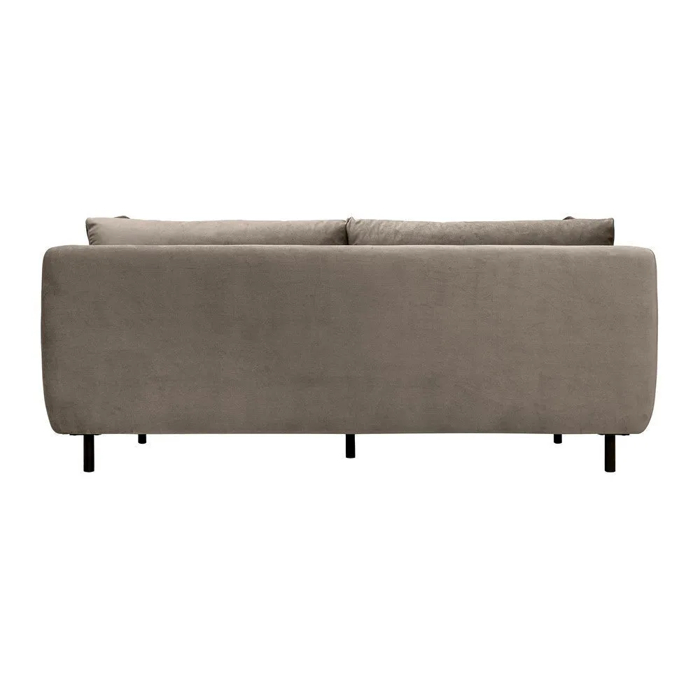 Ayi 79 Inch Sofa, 2 Throw Pillows, Cushioned, Fossil Gray Velvet Upholstery By Casagear Home