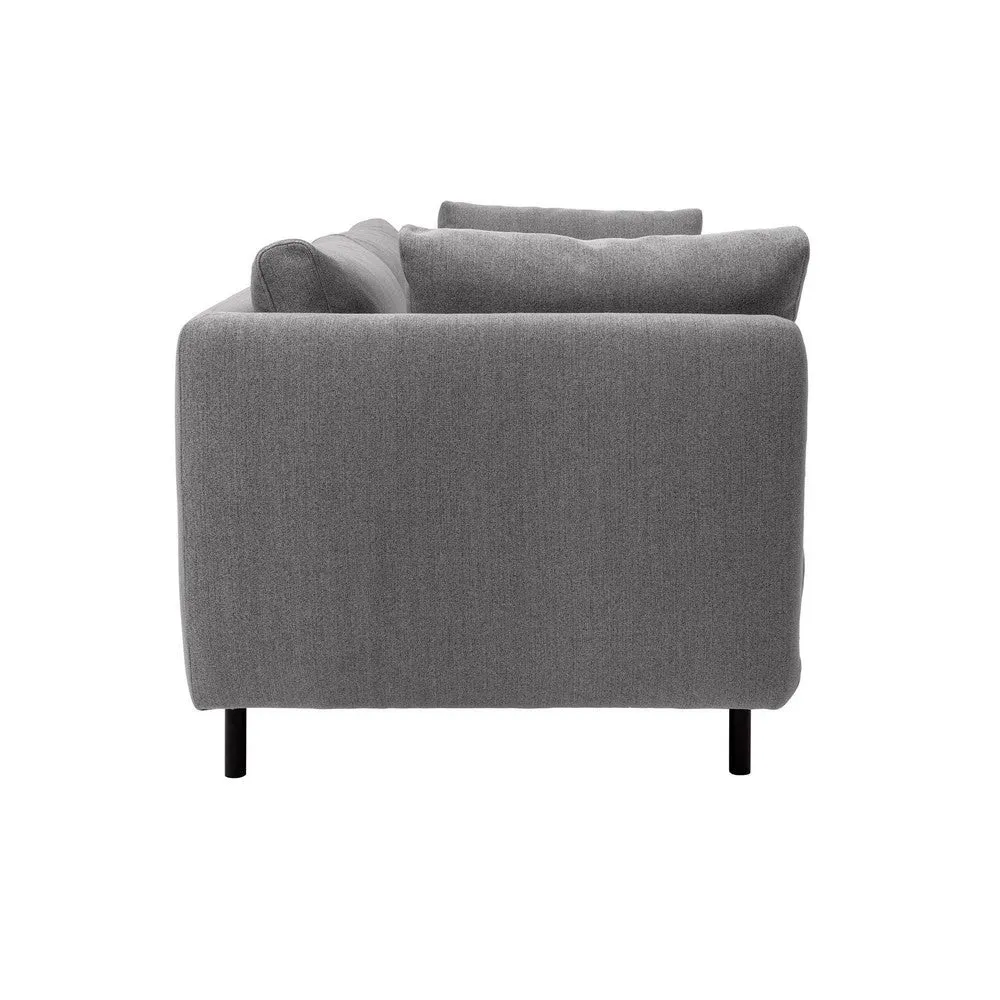 Ayi 79 Inch Sofa, 2 Throw Pillows, Cushioned, Gray Polyester Upholstery By Casagear Home