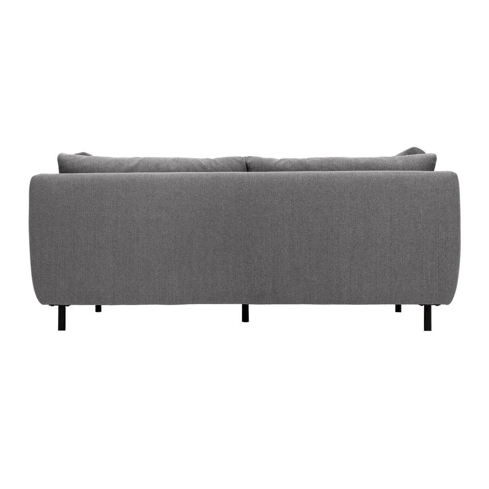 Ayi 79 Inch Sofa, 2 Throw Pillows, Cushioned, Gray Polyester Upholstery By Casagear Home