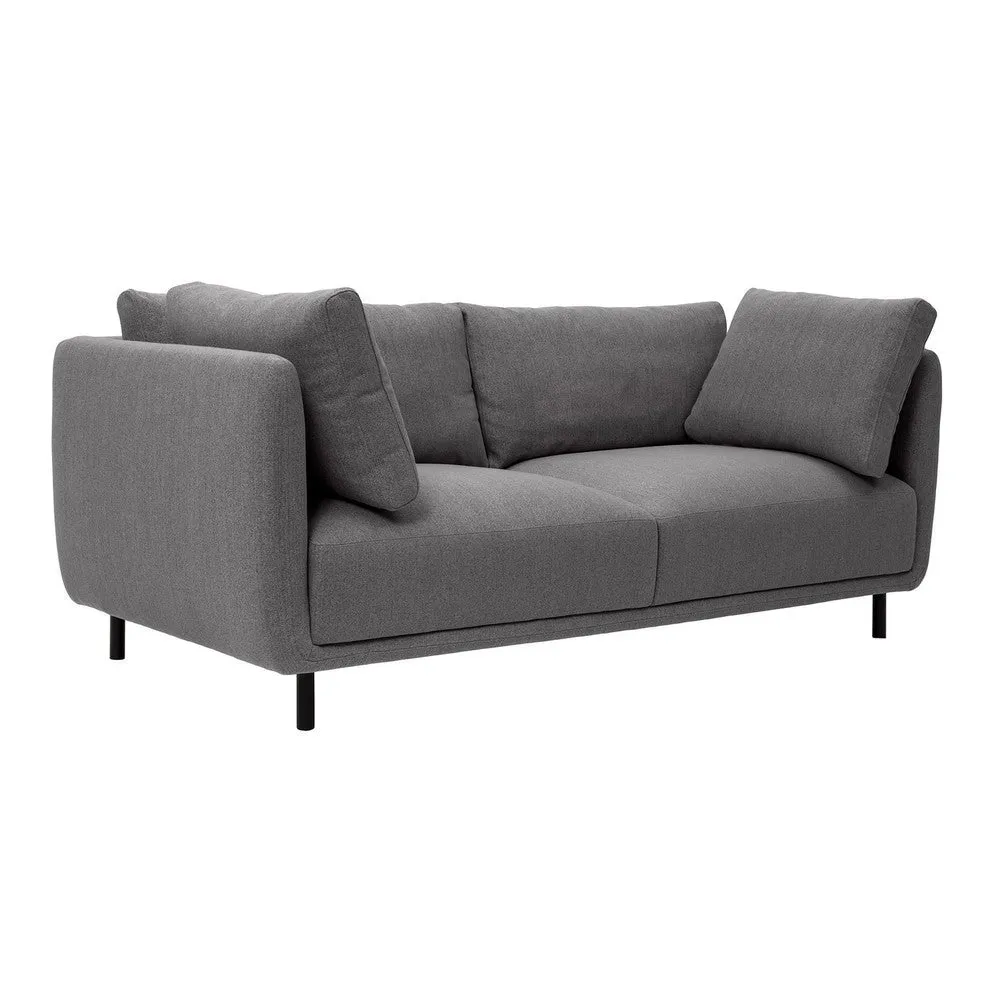Ayi 79 Inch Sofa, 2 Throw Pillows, Cushioned, Gray Polyester Upholstery By Casagear Home