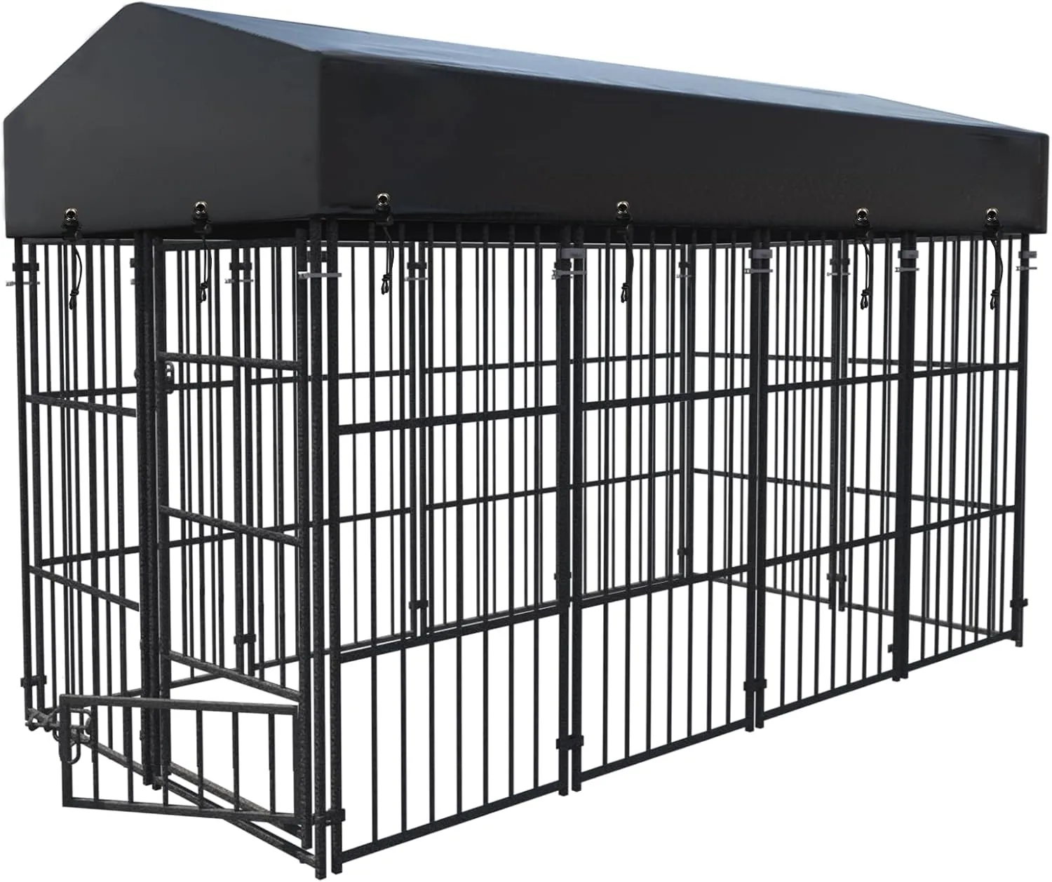 BingoPaw Large Dog Kennel Outdoor: Dogs Welded Wire Kennels and Runs Crates for Yard with Stakes Water Proof Cover - 5.4ft Tall Extra Large Dog Gazebo Kennel Cages with Canopy for Huge Giant Dogs