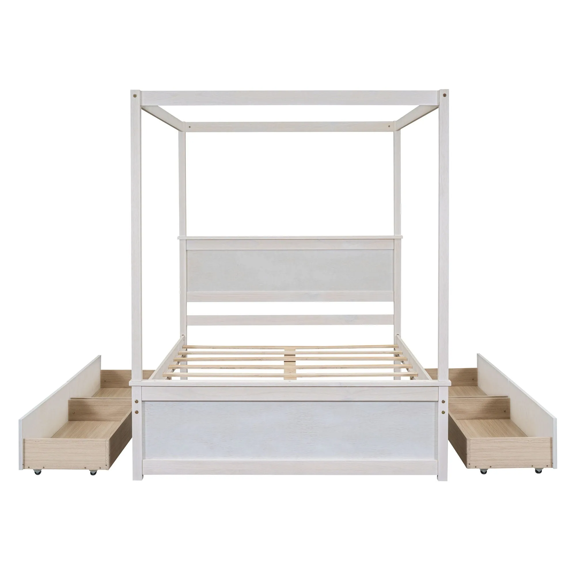 Canopy Platform Bed With Drawers, Support Slats, No Box Spring Needed by Couch.com