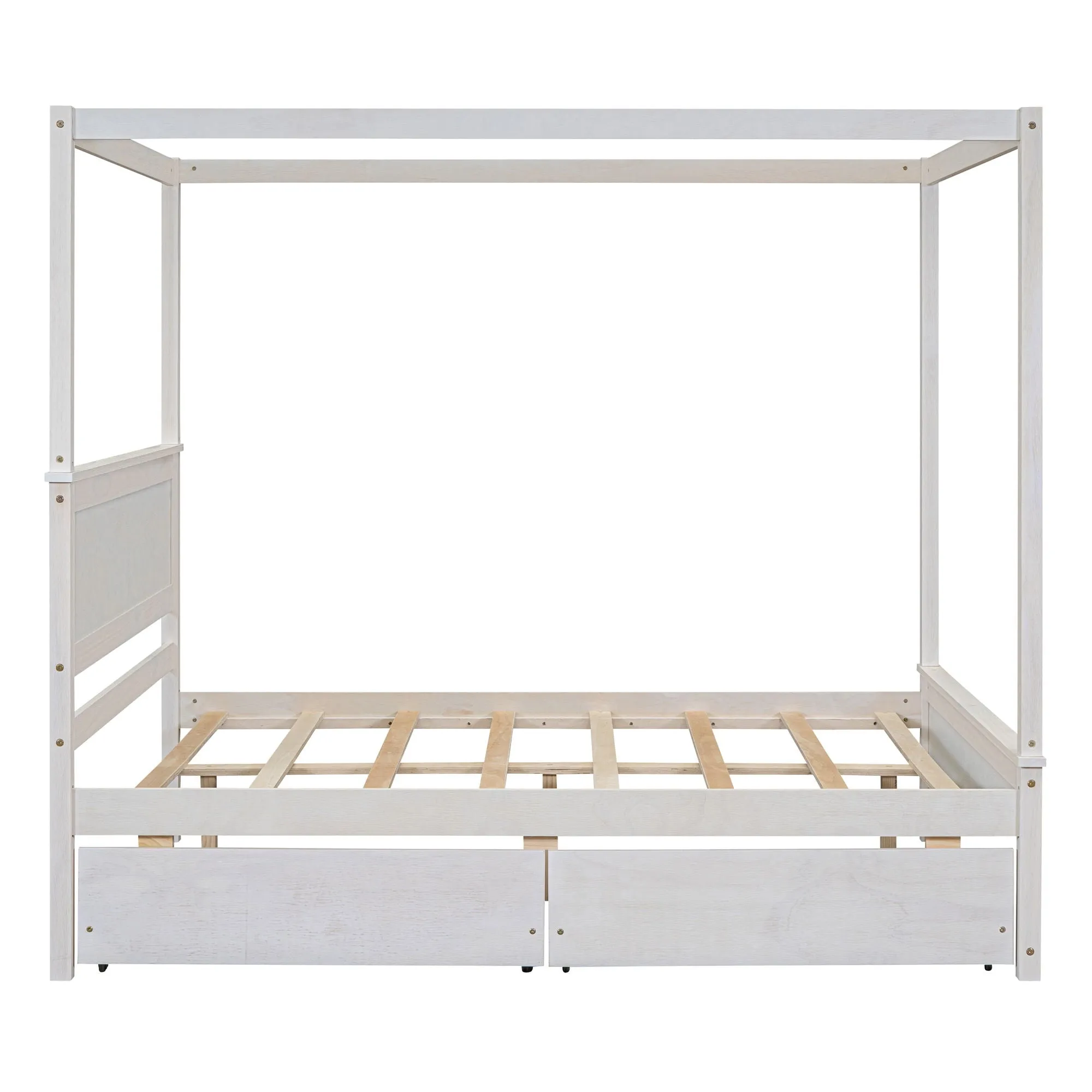 Canopy Platform Bed With Drawers, Support Slats, No Box Spring Needed by Couch.com