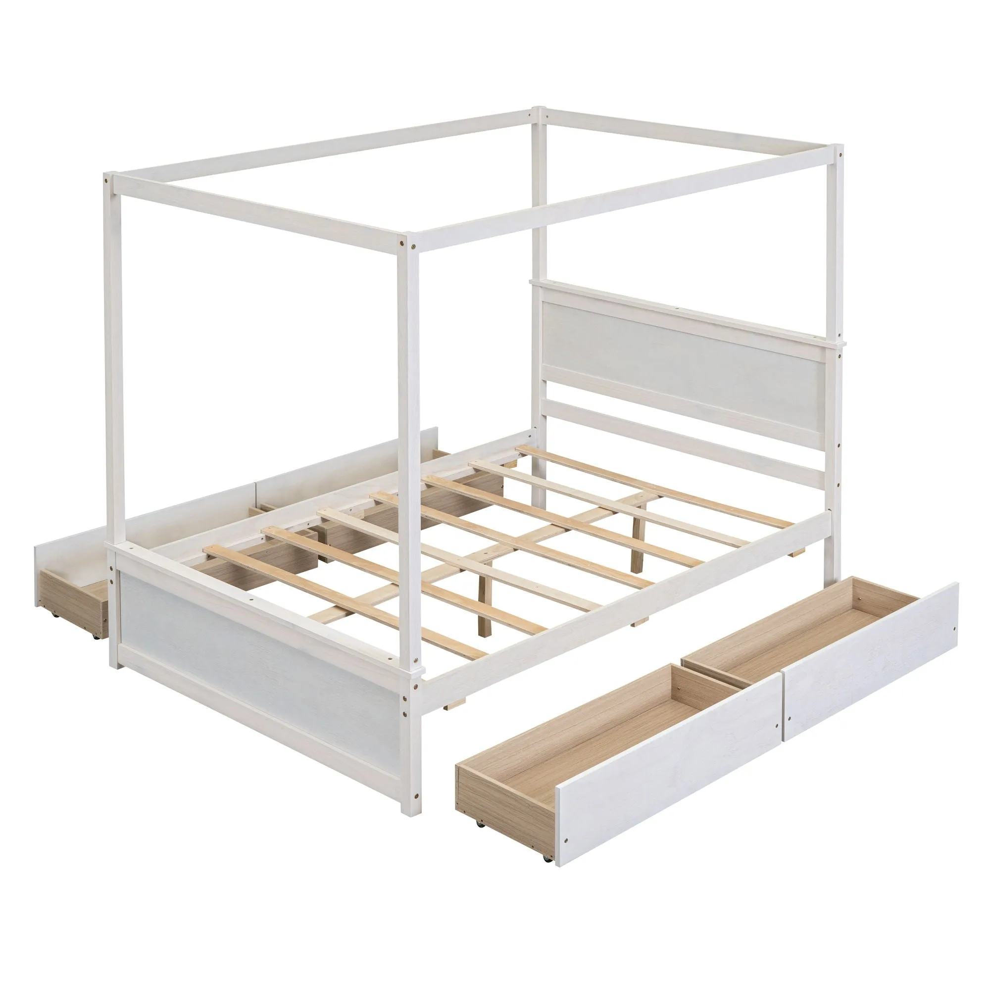 Canopy Platform Bed With Drawers, Support Slats, No Box Spring Needed by Couch.com