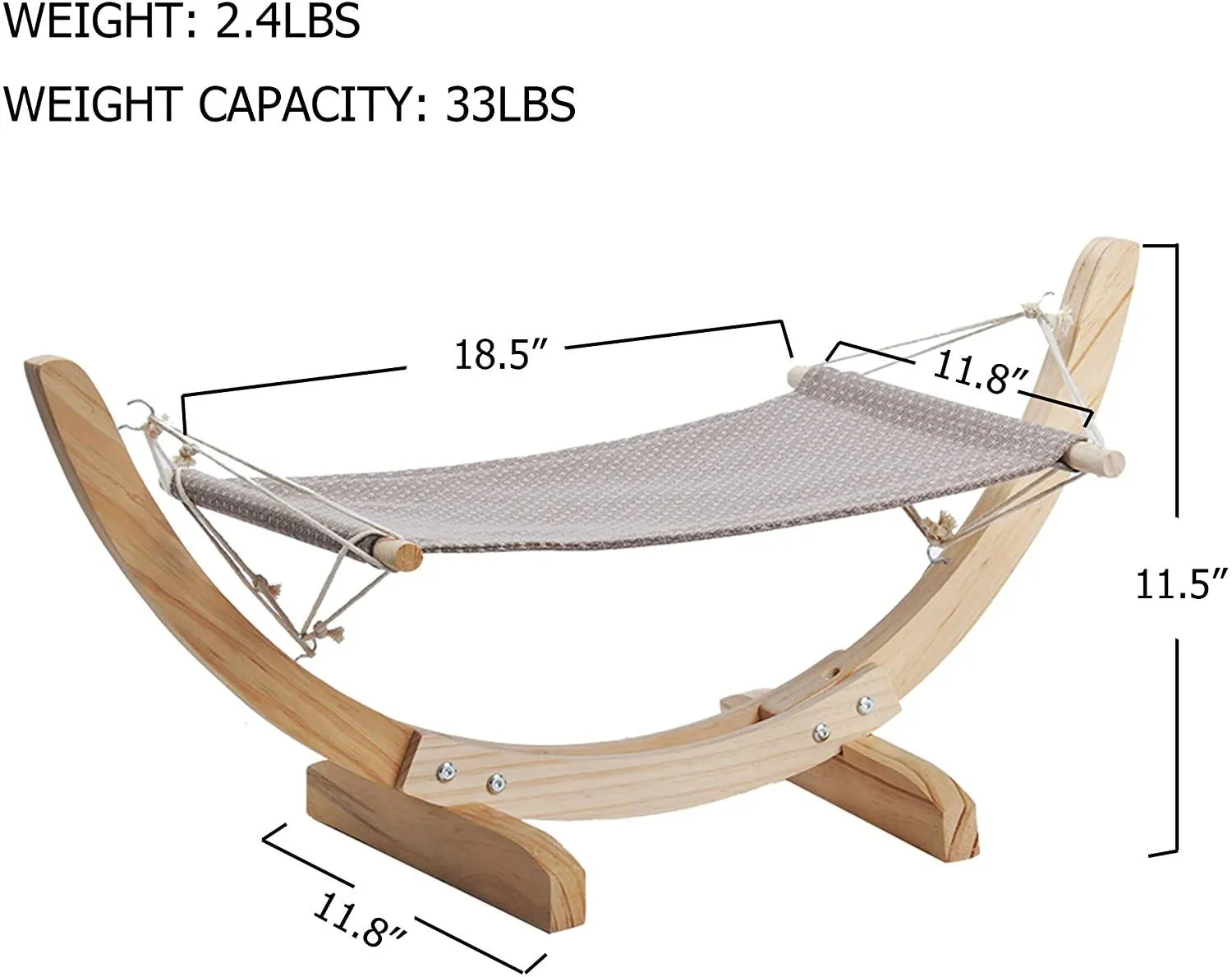 Cat Hammock Bed Pet Hanging Bed with Solid Wood Stand Heavy Duty Pet Perch for Kitty Sleeping and Playing