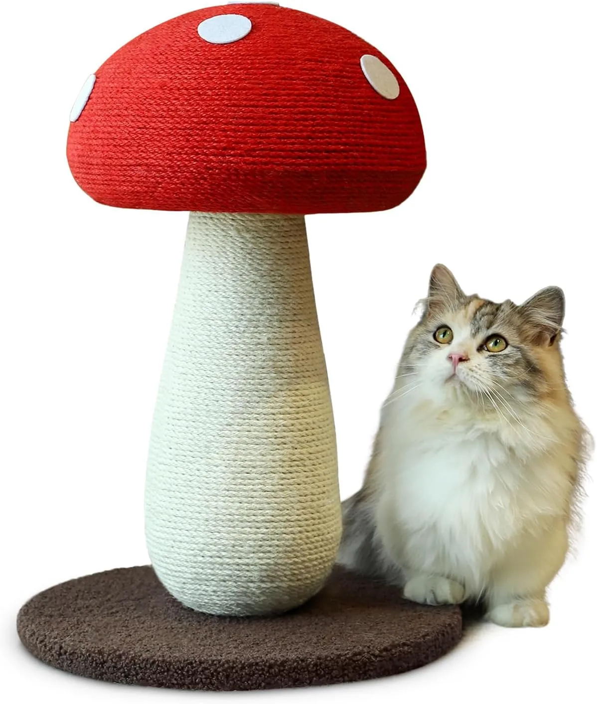 Cat Scratching Post Full Sisal Wrap Cat Tree Cute Mushroom Cat Tower Scratcher for Indoor Cats 19.7Inch
