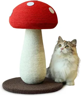 Cat Scratching Post Full Sisal Wrap Cat Tree Cute Mushroom Cat Tower Scratcher for Indoor Cats 19.7Inch