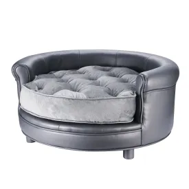 Chesterfield Faux Leather Large Dog Bed Designer Pet Sofa