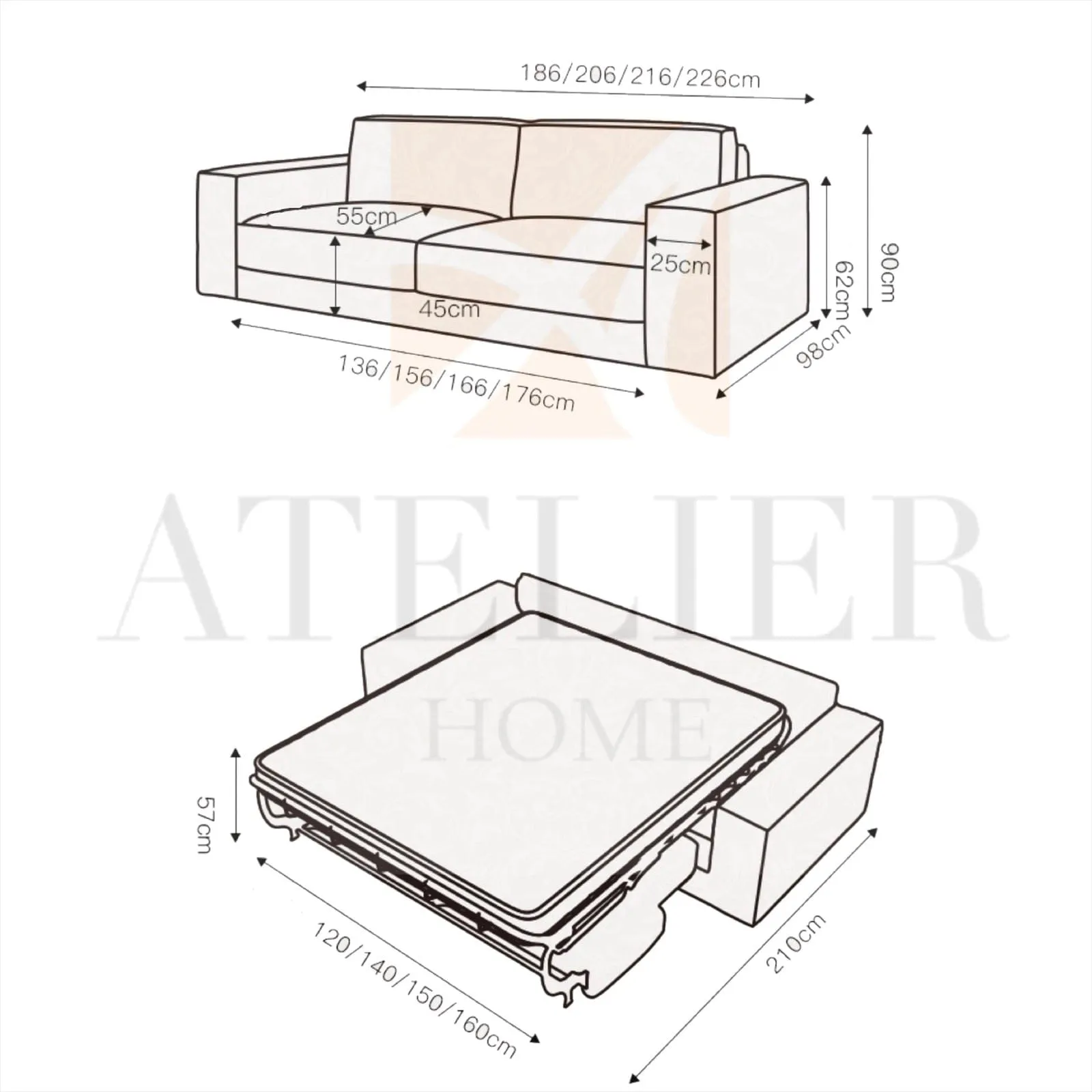 Colette Scratch Resistant Foldable Sofa Bed with Mattress
