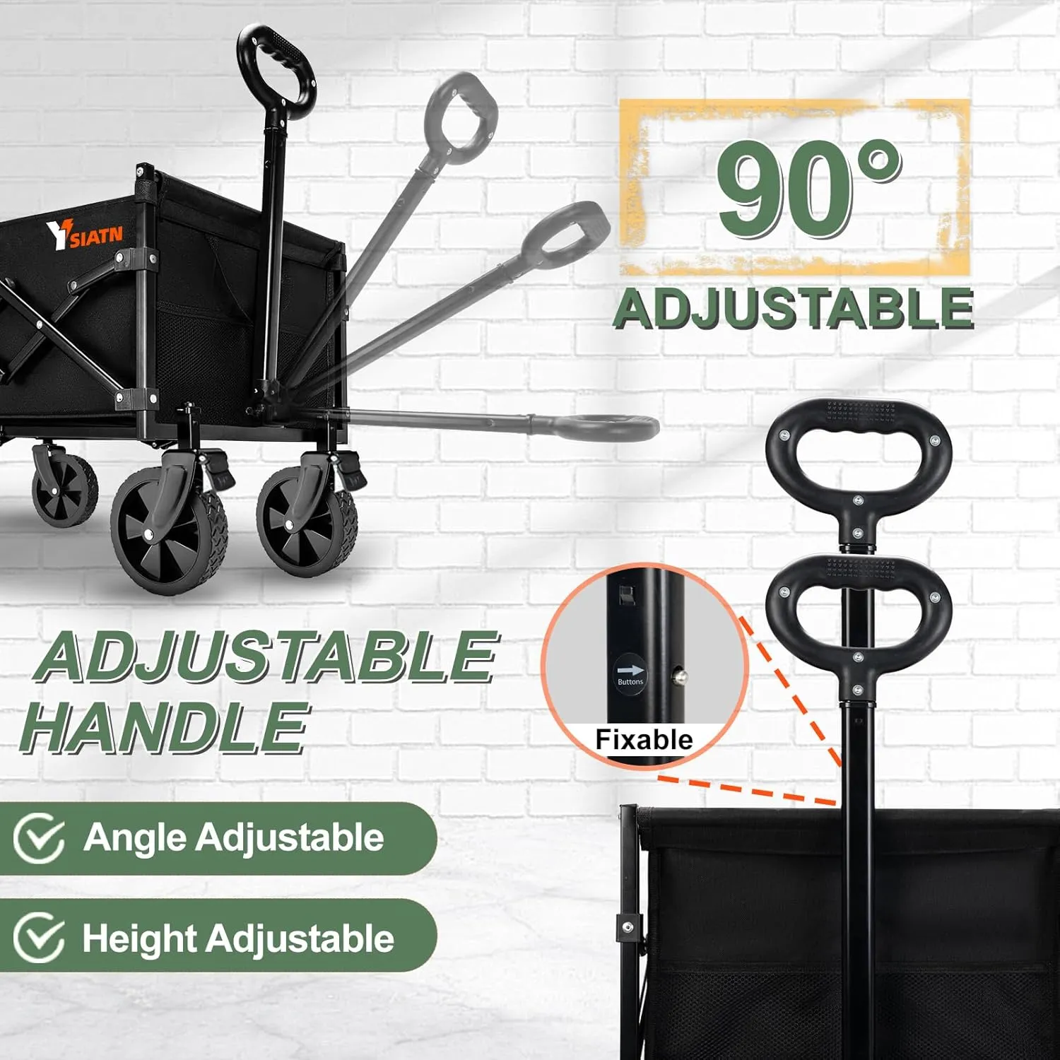 Collapsible Folding Wagon Cart with Tailgate - 300lbs Heavy Duty Foldable Utility Wagon and Brake Wheels - 100L Lightweight Grocery Wagons for Shopping Camping Sports Garden, Black