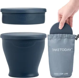 Collapsible Travel Cup - Silicone Foldable Water Cup, BPA-Free with Lid & Waterproof Bag - Drinking Cup Set for Camping, Outdoors & International Travel8 Oz, Navy