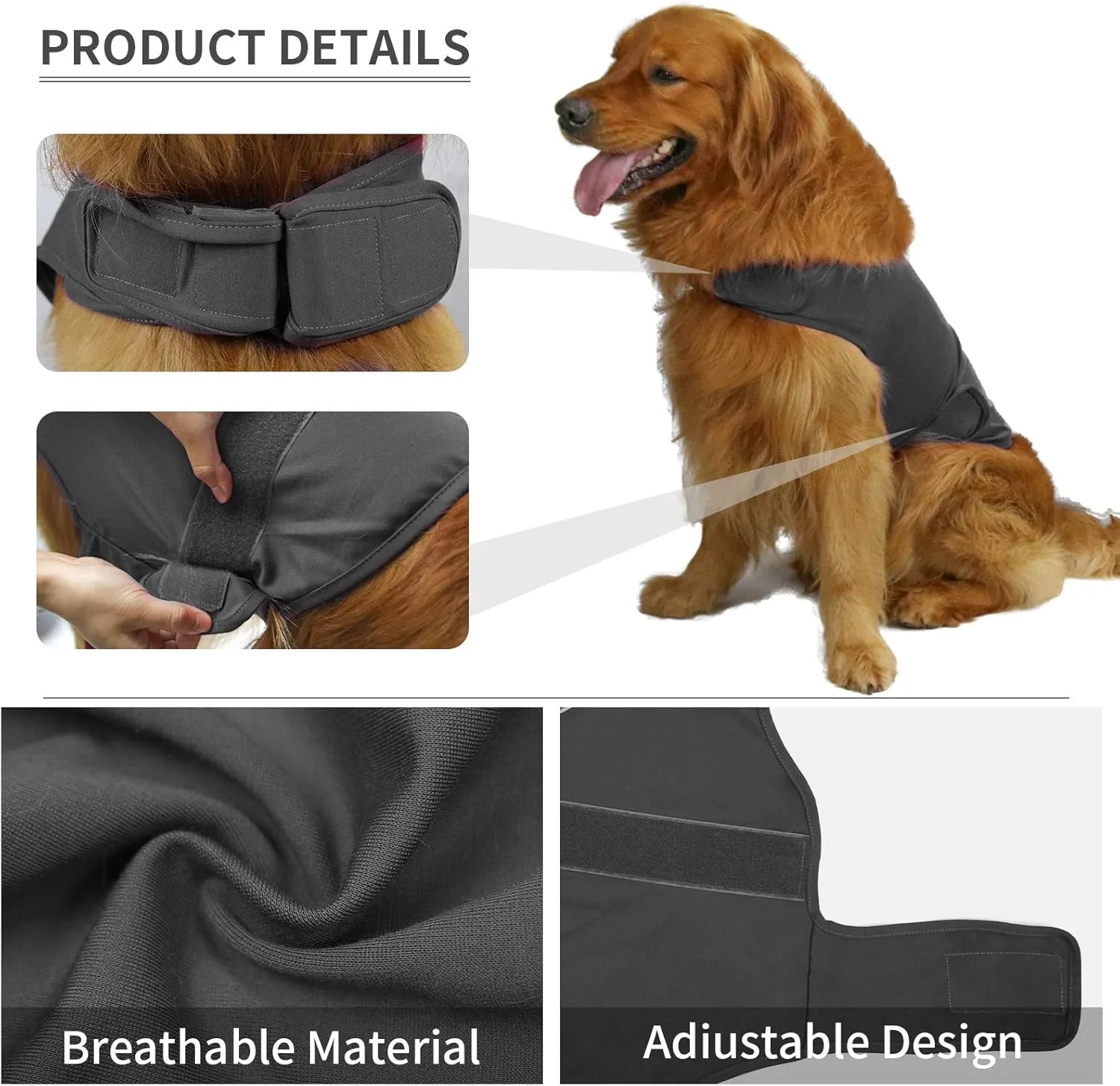 Comfort Dog Anxiety Relief Coat, Dog Anxiety Calming Vest Wrap for Thunderstorm,Travel,4th of July Fireworks,Vet Visits,Separation Anxiety Relief for Dogs (X-Small (Pack of 1), Gray)