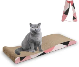 ComSaf Cat Scratcher Carboard Pad Long Curved Foldable 32"x10", Wide Kitty Cat Scratching Pad Recycle Corrugate Scratcher Cat Scratch Lounge Long Lasting Reversible