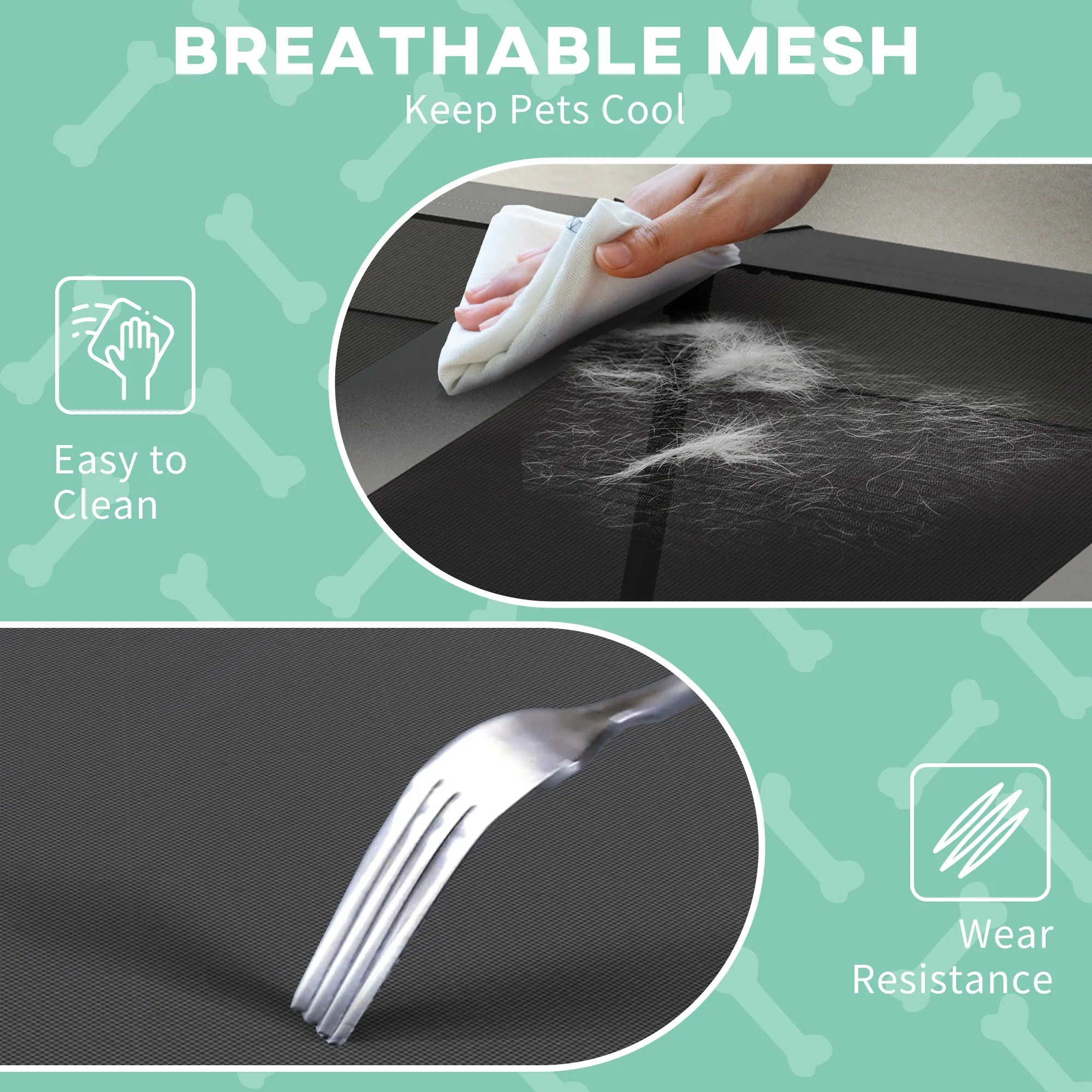Cooling Raised Pet Bed w/ Washable Breathable Mesh, for Large Dogs, 106 x 76 x 94cm - Grey