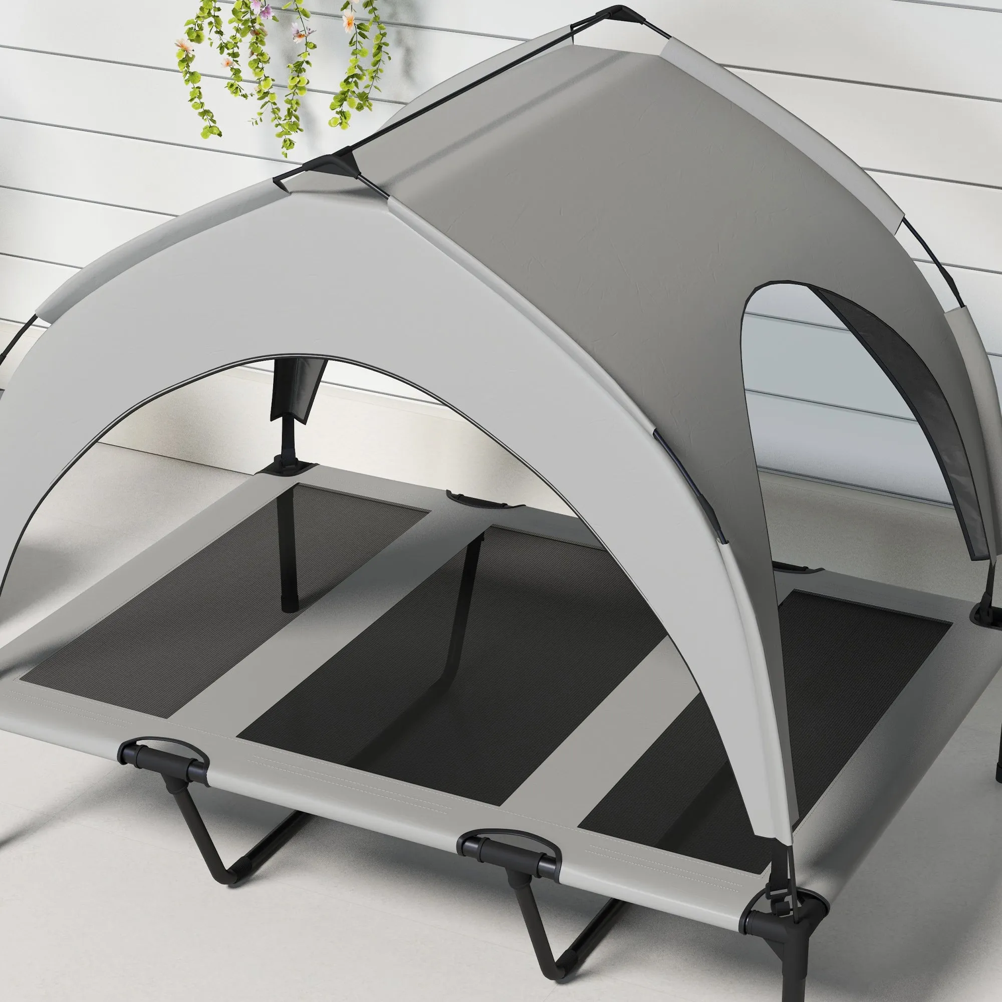 Cooling Raised Pet Bed w/ Washable Breathable Mesh, for Large Dogs, 106 x 76 x 94cm - Grey