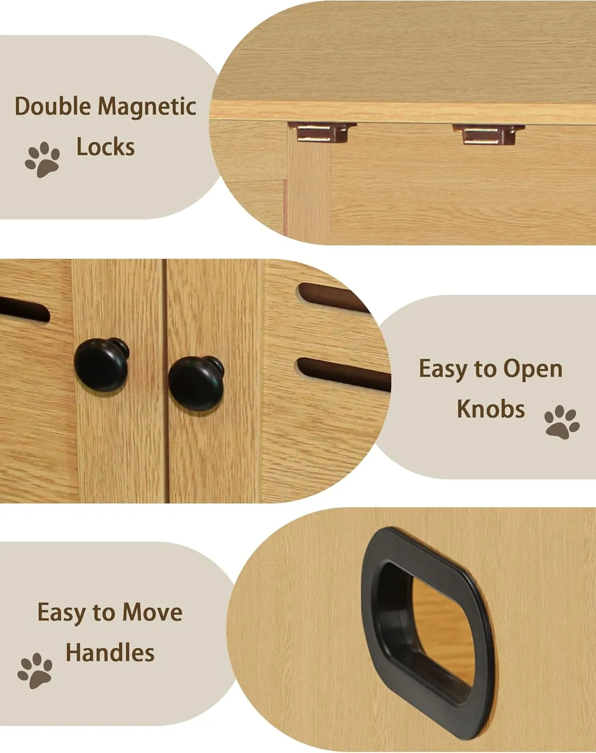 DINZI LVJ Litter Box Enclosure, Cat House with Good Ventilation, Entrance Can Be on Left or Right Side, 31.5" Long Hidden Washroom for Most Litter Box, Cat Furniture Cabinet, Natural