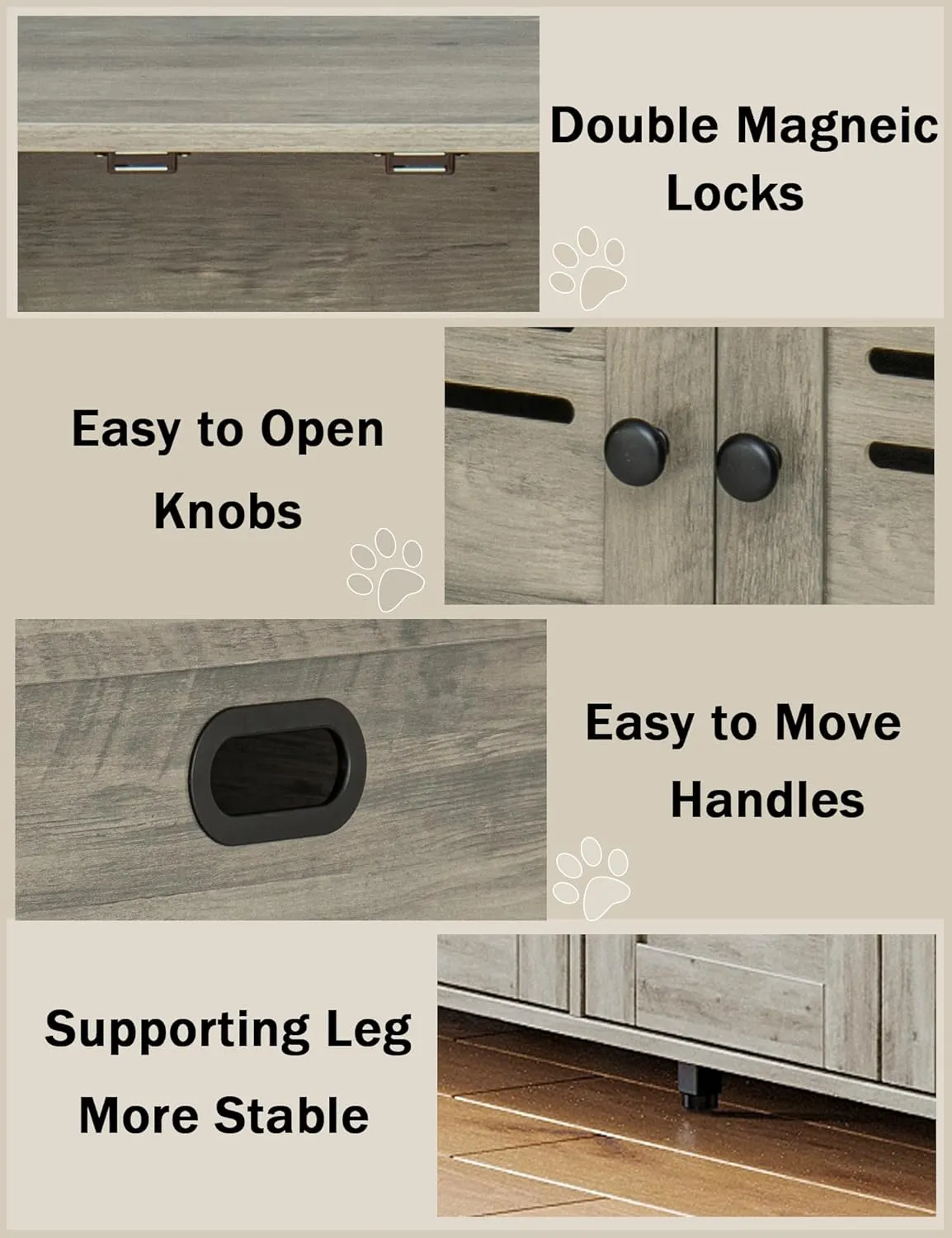 DINZI LVJ Litter Box Enclosure for 2 Cats, Hidden Litter Box Furniture with Double Rooms, Dual Cat Litter House, Front Doors, 47.2" Wooden Hidden Cat Washroom, Side End Table, TV Stand, Gray Wash