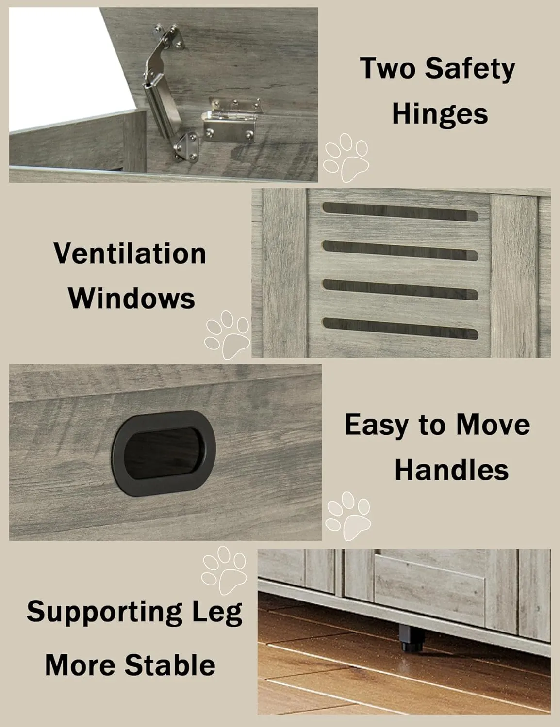 DINZI LVJ Litter Box Enclosure Furniture for 2 Cats, Top Opening Hidden Litter Box with Double Rooms, Dual Cat House with Good Ventilation, 47.2" Wooden Washroom, Cabinet, Gray Wash