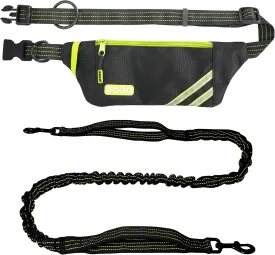 DOCO Lite Reflective Jogging Belt w/Reflective Bungee Leash-Safety Lime