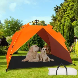Dog Canopy Shade Shelter Tent for Large XL XXL Elevated Raised Dog Bed Cots,Outside Pet Sun Umbrella Outdoor Dog House, Quick Setup & No Assembly Needed, Orange 70"X55" (Cots Not Included)