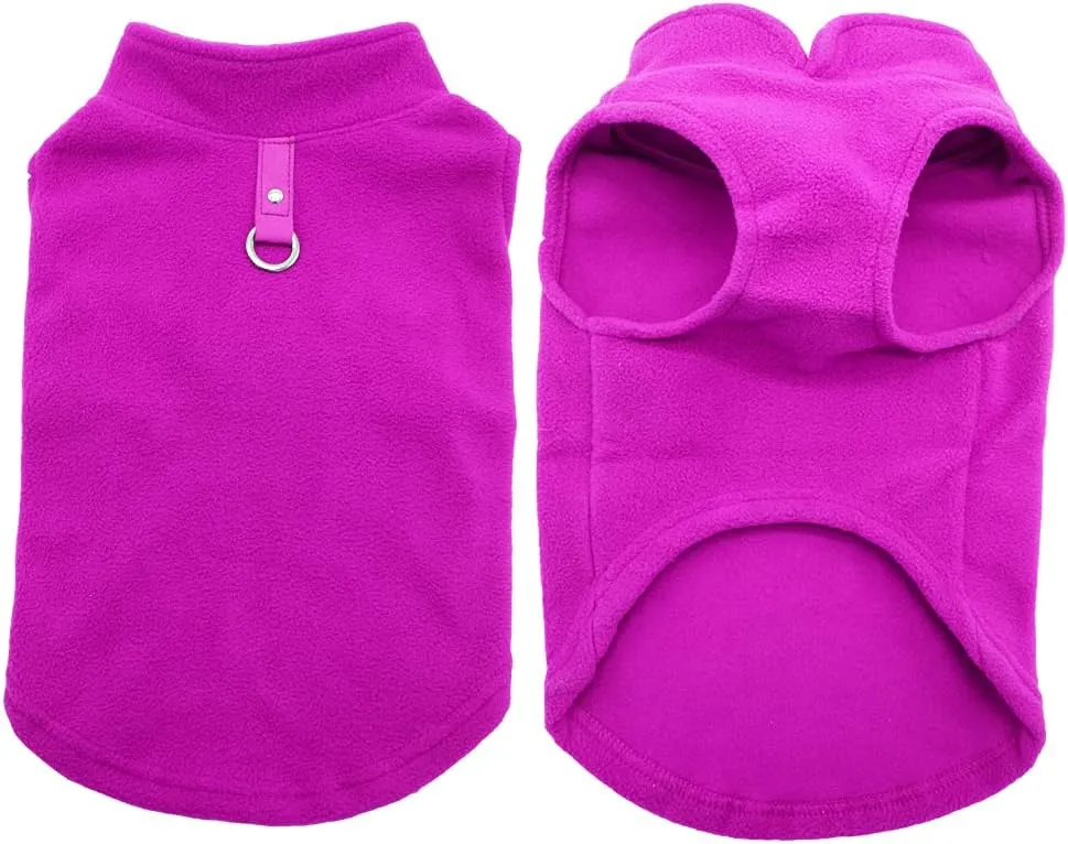 Dog Fleece Vest Soft Winter Jacket Sweater with D-Ring Leash Cold Weather Coat Hoodie for Small Medium Large Dogs Purple X-Large