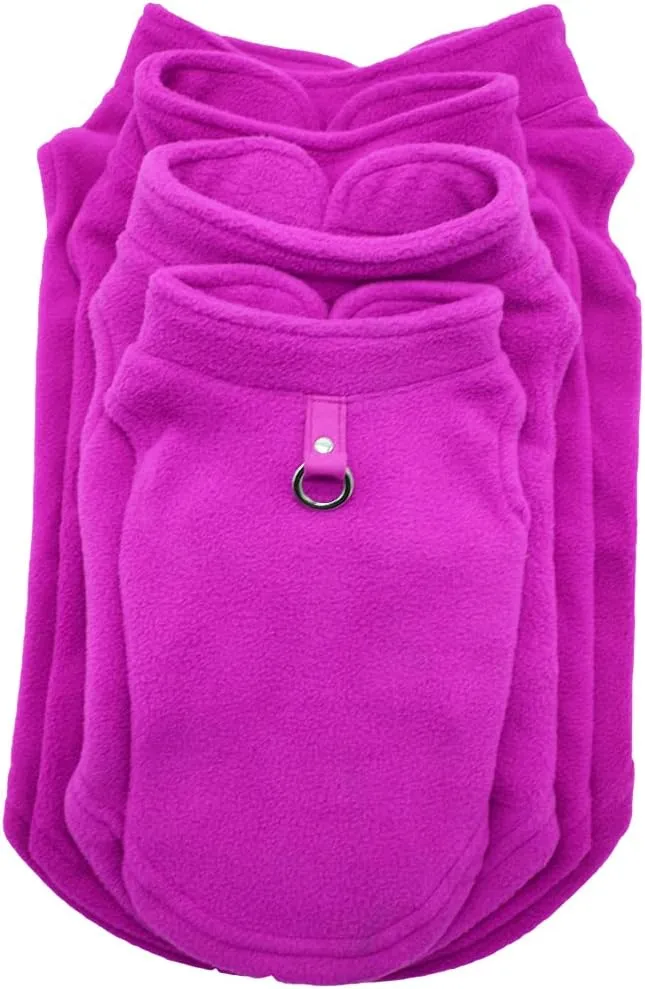 Dog Fleece Vest Soft Winter Jacket Sweater with D-Ring Leash Cold Weather Coat Hoodie for Small Medium Large Dogs Purple X-Large