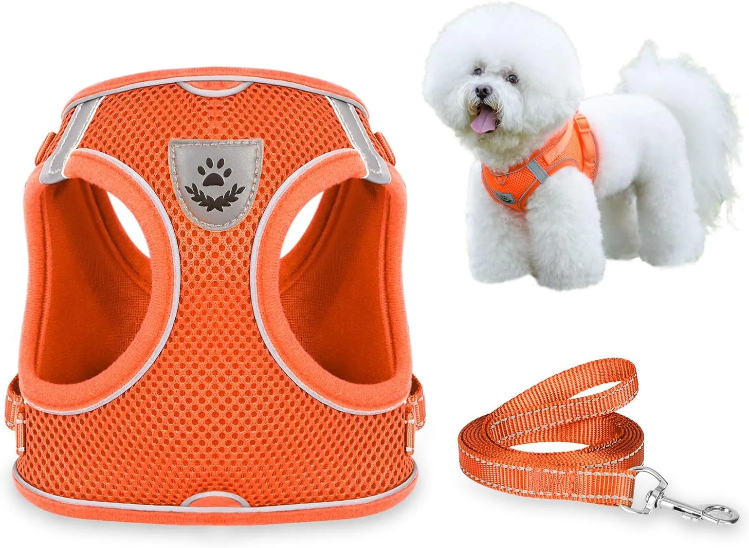 Dog Harness and Leash Set for Walking, Escape Proof Vest Harness with Soft Mesh, Adjustable Strap, Reflective Strips for Kitten Cats and Puppy Dogs