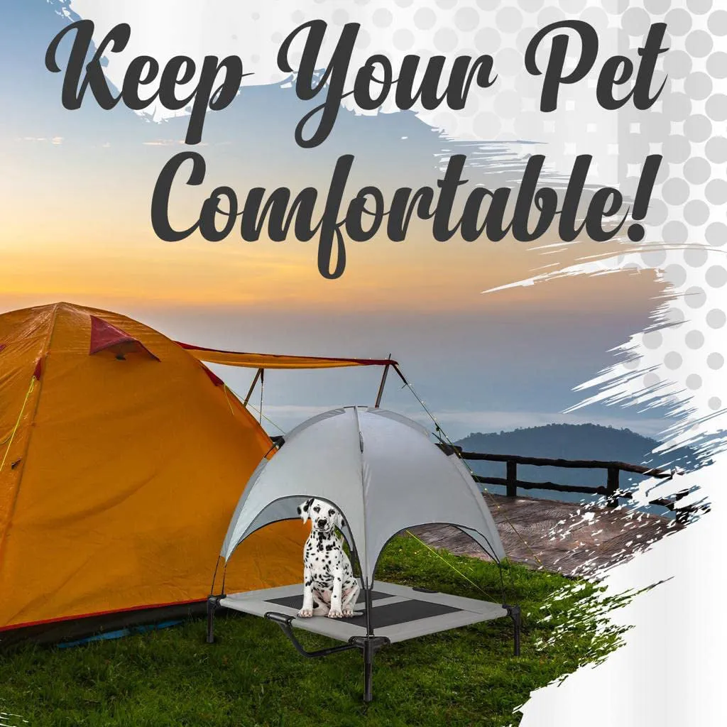 Elevated Outdoor Dog Bed with Canopy-L