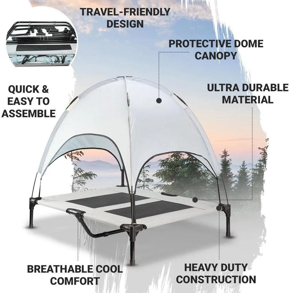 Elevated Outdoor Dog Bed with Canopy-L