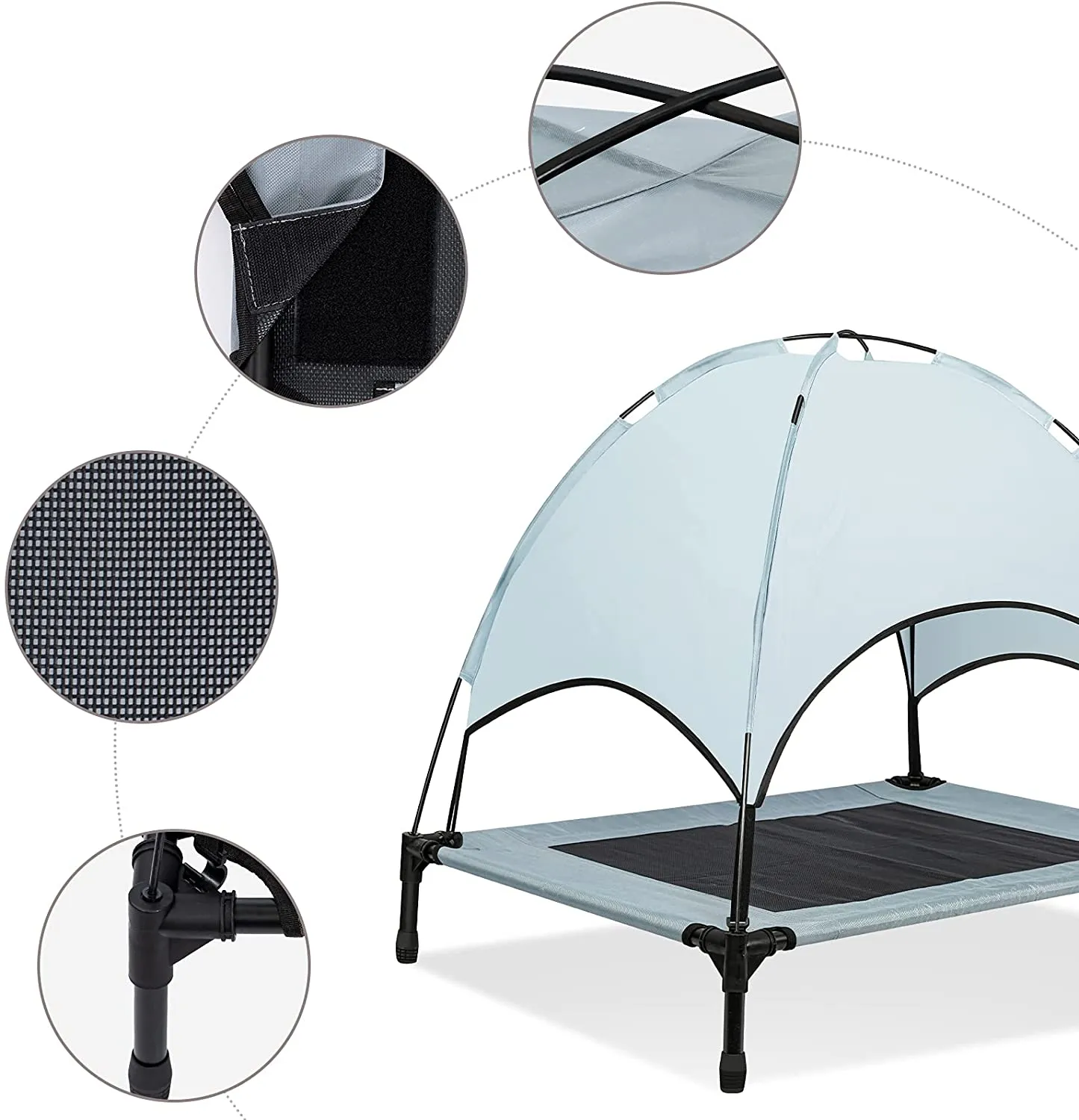 Elevated Outdoor Dog Bed with Canopy-M