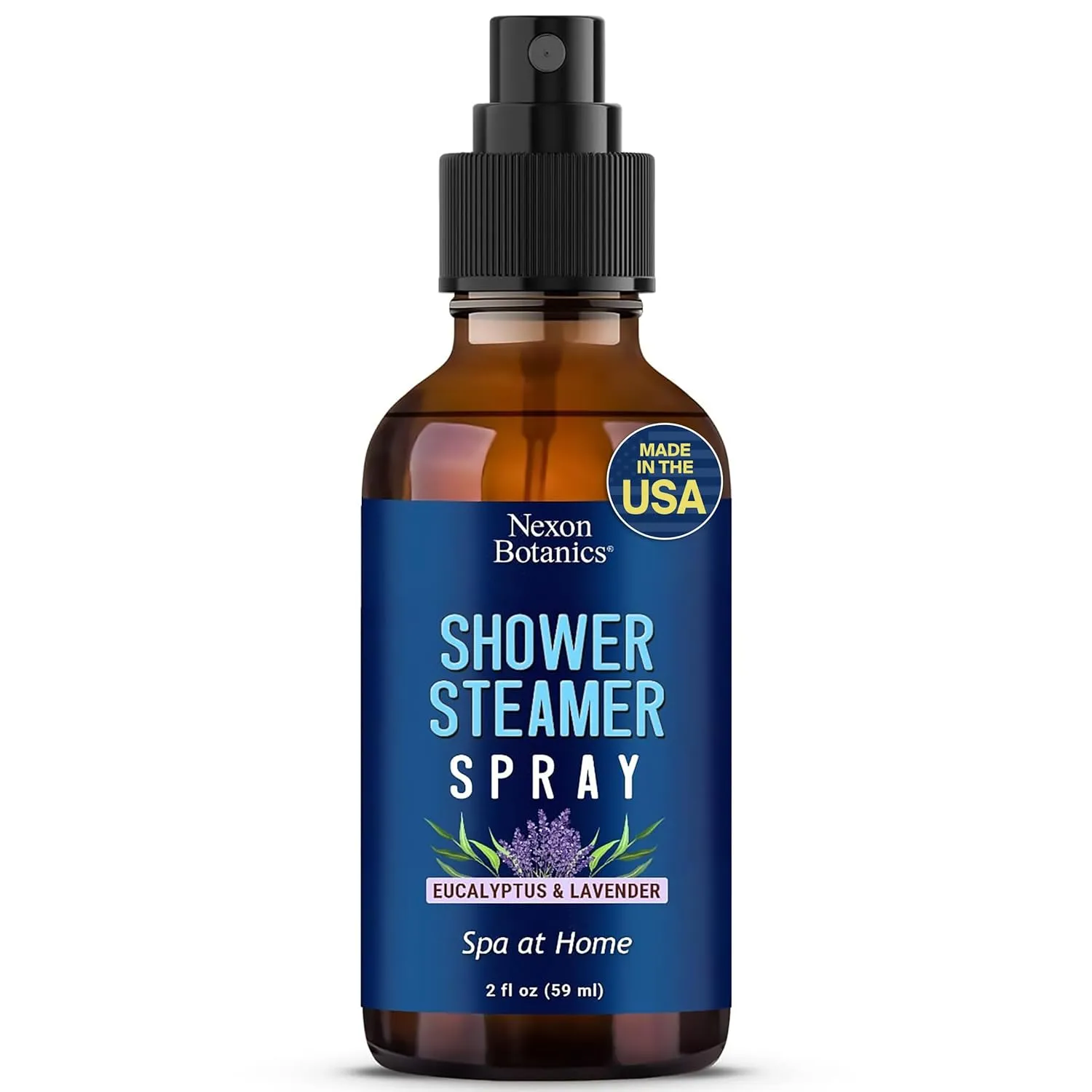 Eucalyptus & Lavender Shower Steamer Spray 2 fl oz - Aromatherapy Mist for Spa & Bathroom - Freshens Air, Enhances Mood, Instant Deodorizer - Nexon Botanics