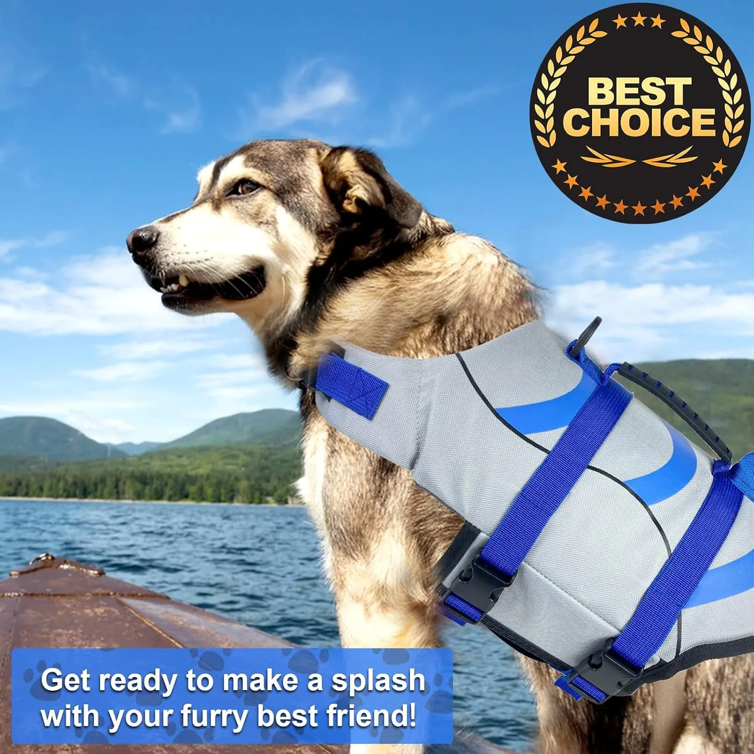 Fragralley Dog Life Jacket Shark, Dog Life Vest Adjustable Ripstop, Dog Swimming Safety Vest with Superior Buoyancy & Rescue Handle for Small Medium Large Dogs, Swim, Pool, Beach, Boating