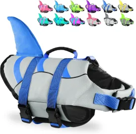 Fragralley Dog Life Jacket Shark, Dog Life Vest Adjustable Ripstop, Dog Swimming Safety Vest with Superior Buoyancy & Rescue Handle for Small Medium Large Dogs, Swim, Pool, Beach, Boating