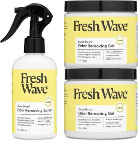 Fresh Wave Lemon Odor Removing Gels and Spray Bundle: (2) 15oz. Gels and (1) 8fl. oz. Spray