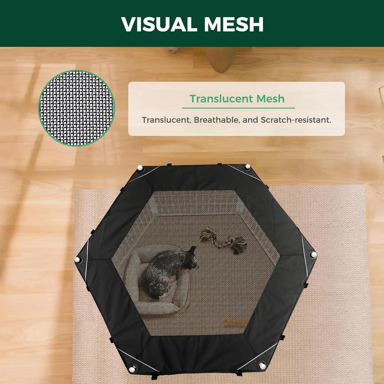 FXW Homeplus Indoor Dog Playpen with Hexagon Mesh Top Cover for Escape Prevention, 32 Inch 6 Panels Heavy Duty Dog Pen for Puppies and Small Dogs, WhitePatented