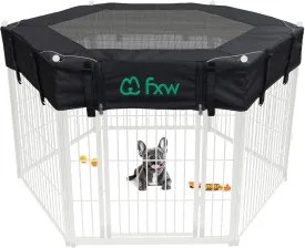 FXW Homeplus Indoor Dog Playpen with Hexagon Mesh Top Cover for Escape Prevention, 32 Inch 6 Panels Heavy Duty Dog Pen for Puppies and Small Dogs, WhitePatented