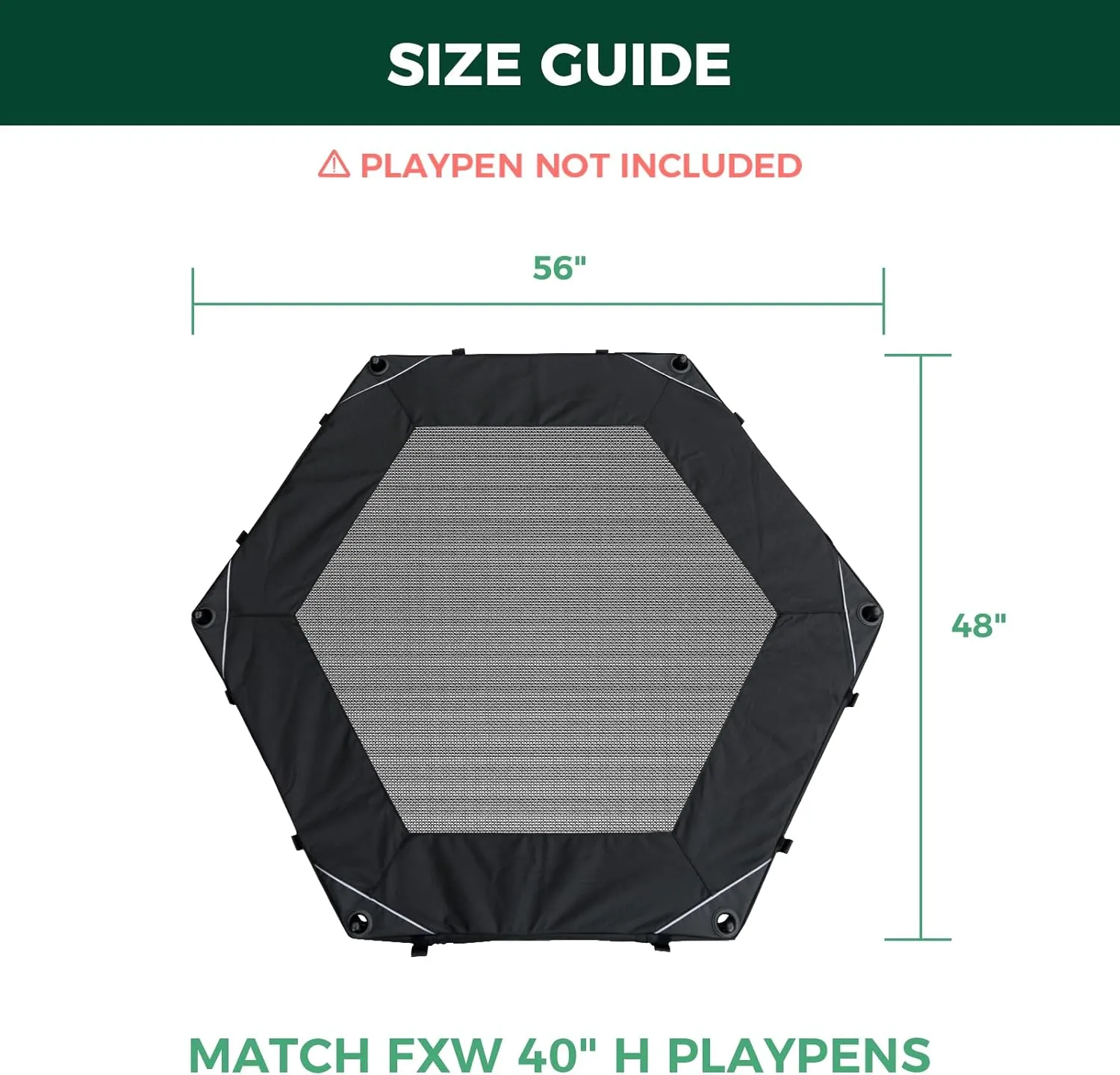 FXW Mesh Top Cover - Only Fits 40" H 6 Panels (Homeplus/Rollick/Instant) Dog Playpen (Not Suitable for Other Brands), HexagonPatent Pending (Playpen not Included)