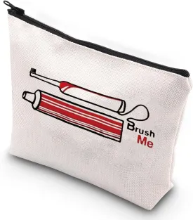 G2TUP Novelty Travel Toothbrush Holder Brush Me Canvas Travel Dopp Kit Toothpaste Organizer Toiletries Bag (Brush Me)