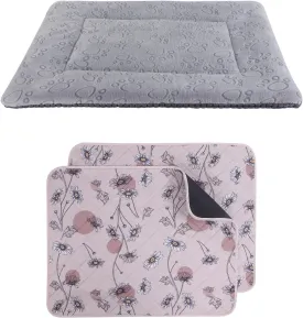 IEUUMLER Washable Pee Pads for Dogs 2 Pack, Reversible Washable Bed Mat Soft Premium Plush Dog Crate Pad