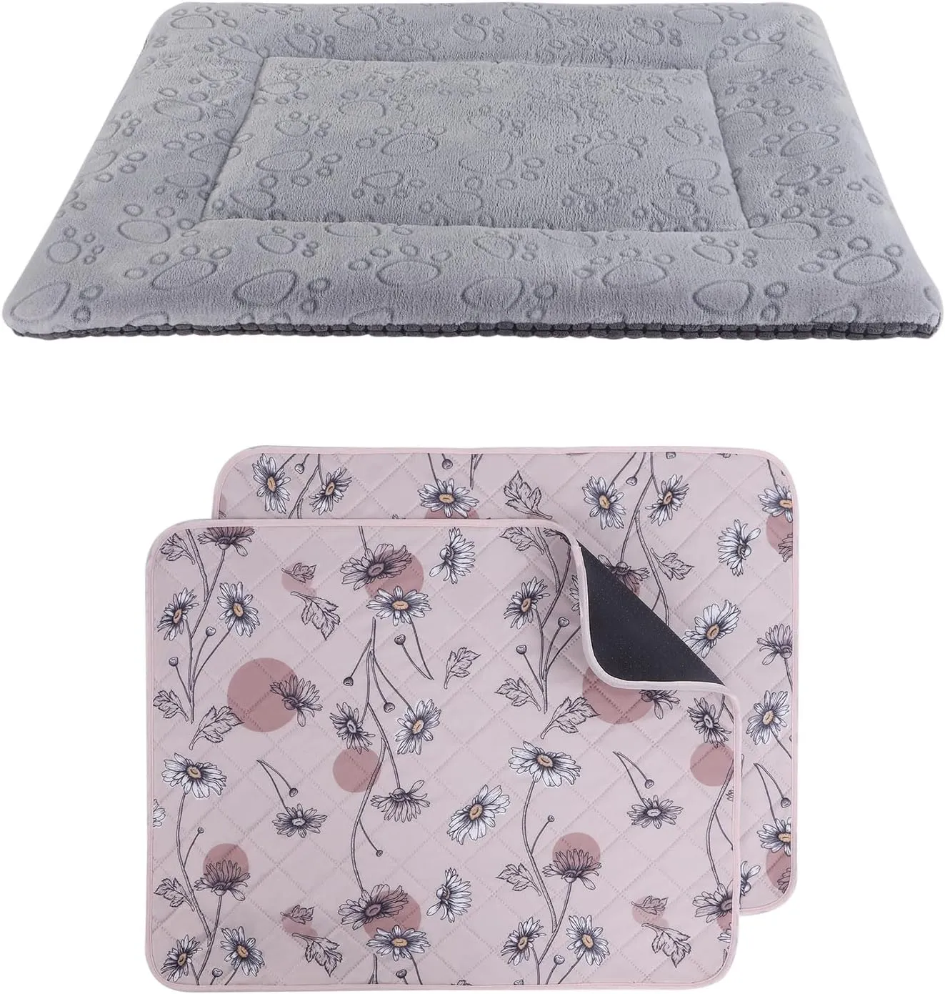 IEUUMLER Washable Pee Pads for Dogs 2 Pack, Reversible Washable Bed Mat Soft Premium Plush Dog Crate Pad