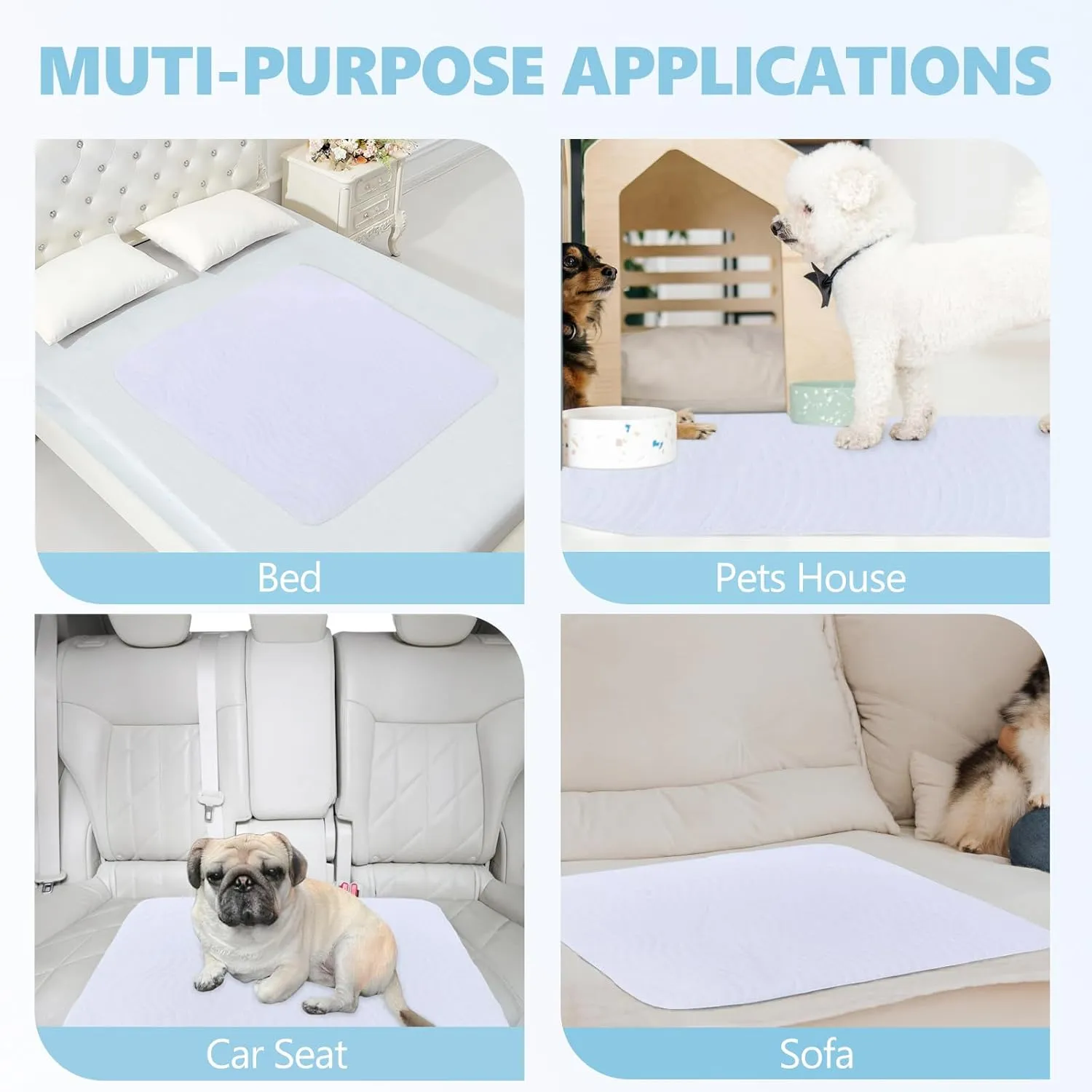 Incontinence Bed Pad Washable Waterproof, 34" x 36" Reusable Underpads for Adults Women Elderly Senior Pets, Leak Proof Pee Pads for Kids, Waterproof Sheet for Bed Couch Sofa Floor, Washable Puppy Pad