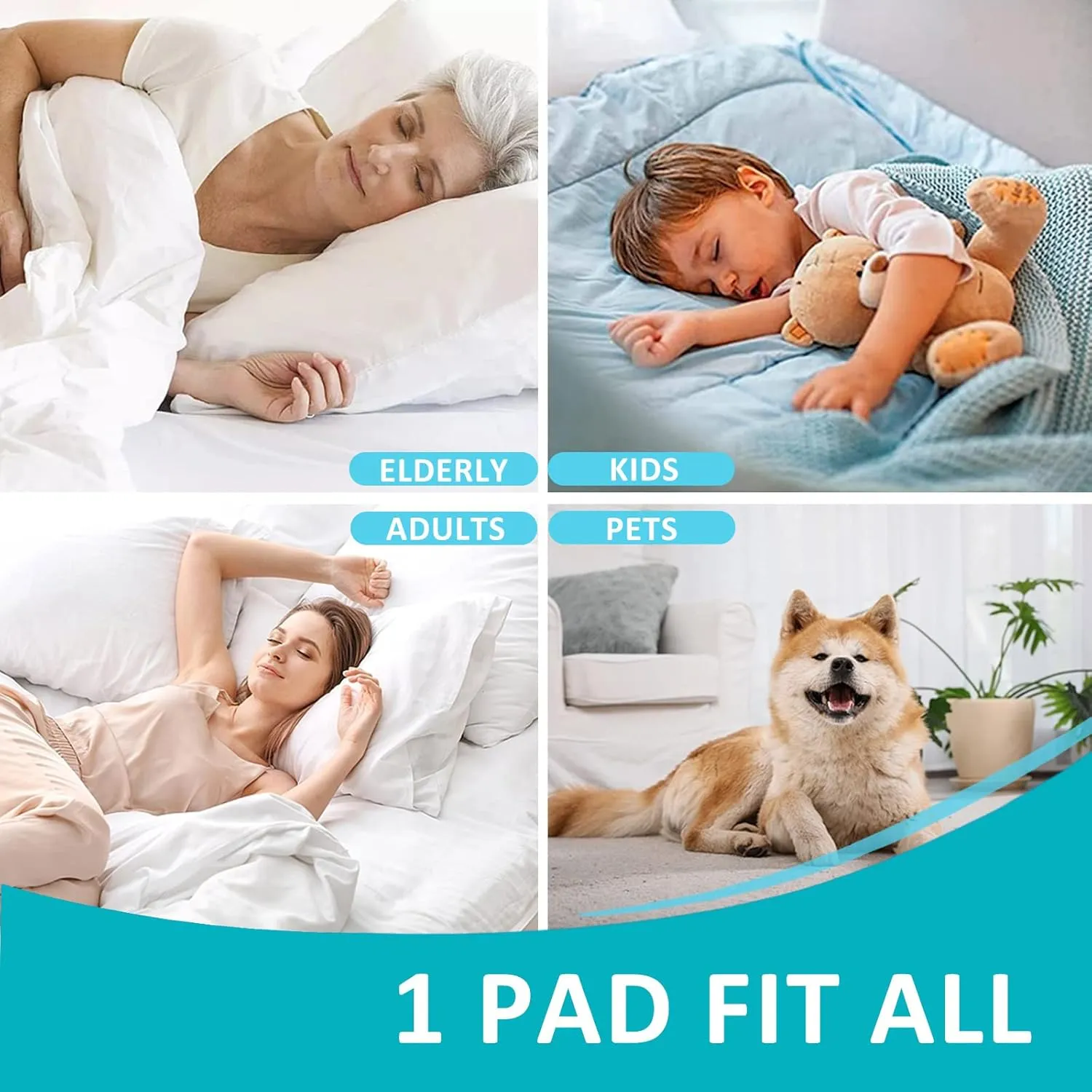 KANECH 44"x52" Large Waterproof Washable Bed Pads for Kids, Adults , Elderly & Pets, Waterproof Mattress Protector & Reusable Bedwetting Incontinence Bed Pads for Sofa ,Couch ,Floor