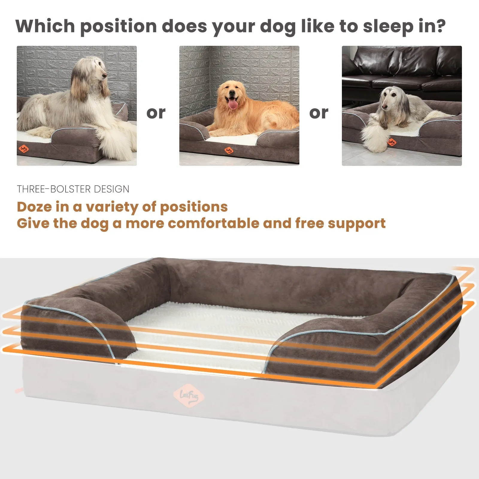 Laifug Large Orthopedic Premium Memory Foam Dog Sofa